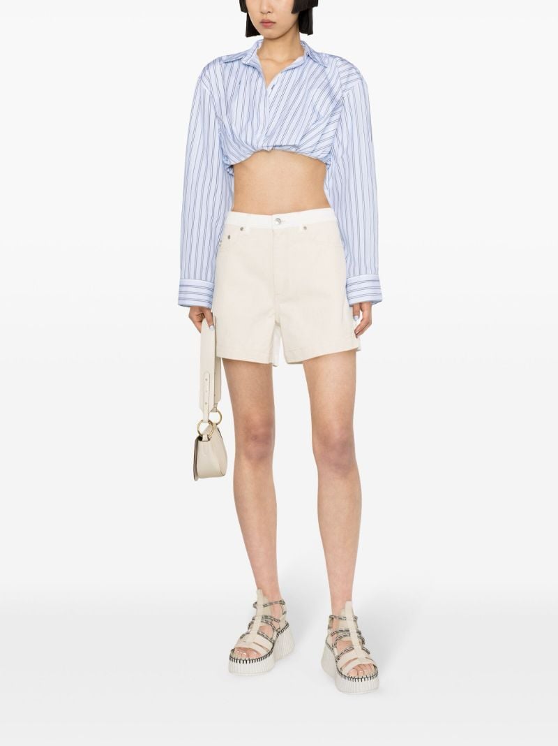 Neutral High Rise Denim Cotton Shorts