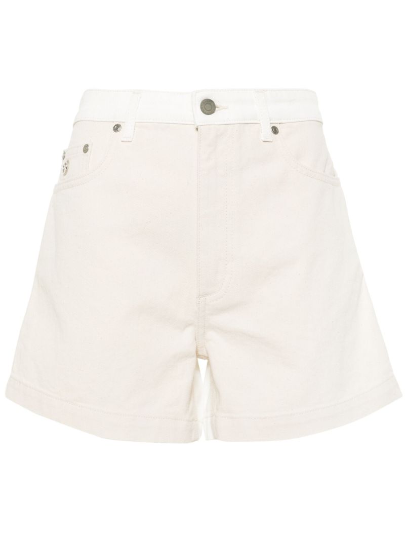 Neutral High Rise Denim Cotton Shorts