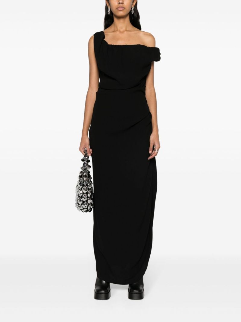 Black Ginnie Gathered Maxi Dress