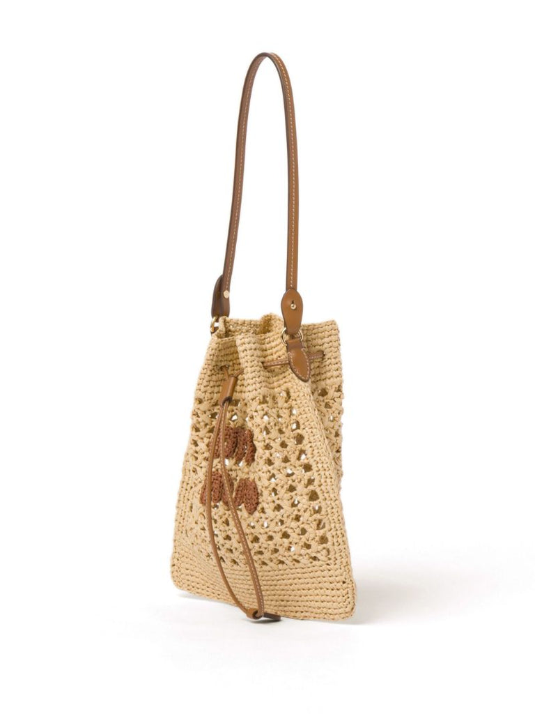 Neutral Woven Mini Bucket Bag