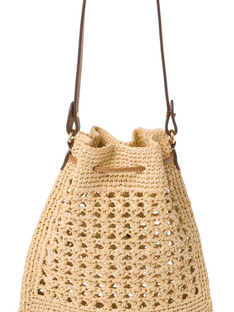 Neutral Woven Mini Bucket Bag