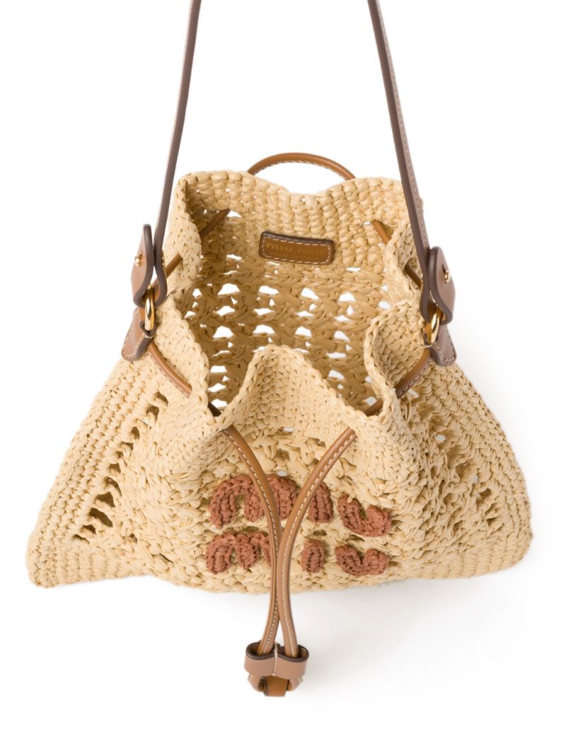 Neutral Woven Mini Bucket Bag