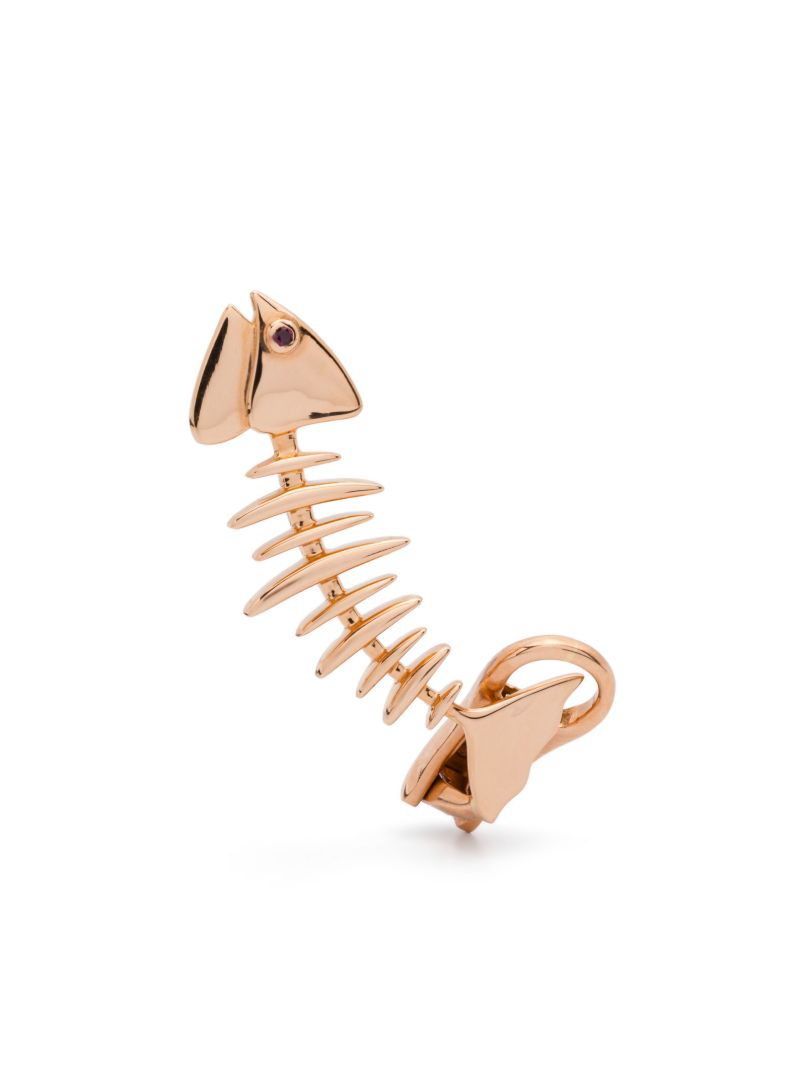 18k Yellow Gold Wishbone Diamond and Sapphire Ear Cuff