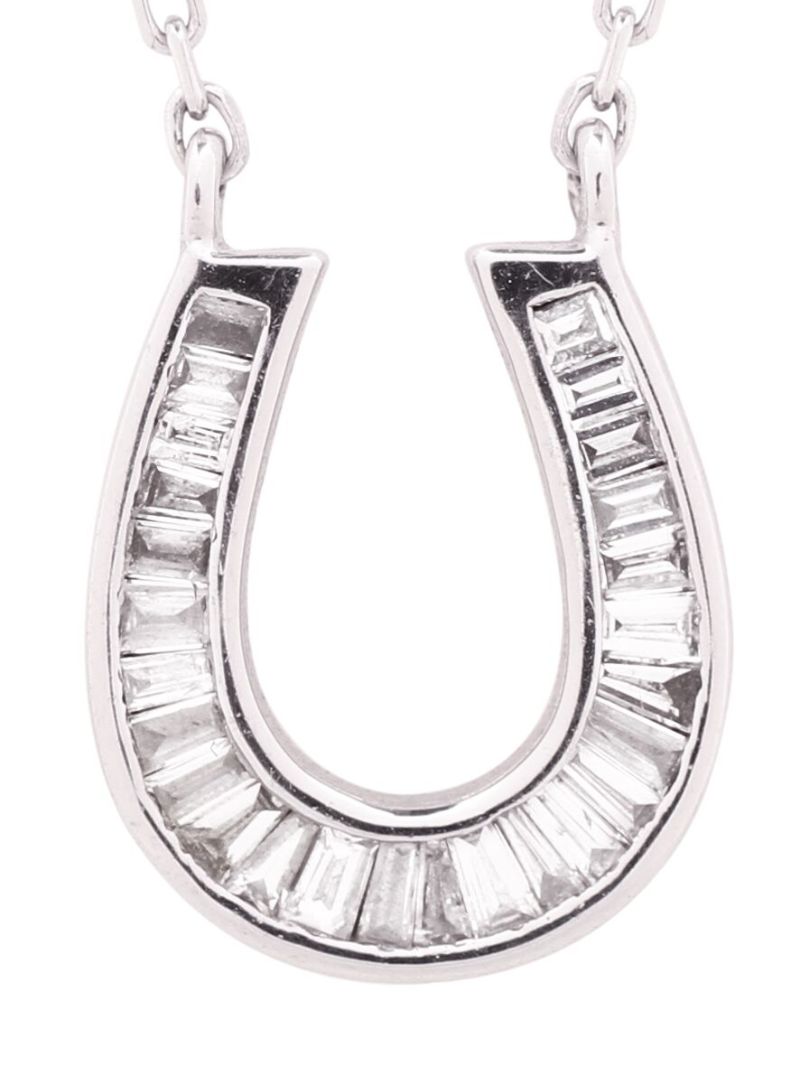 18k White Gold Lucky Horse Shoe Diamond Necklace