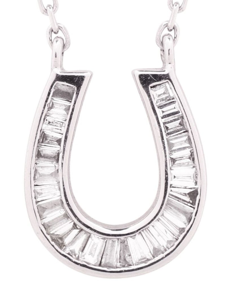 18k White Gold Lucky Horse Shoe Diamond Necklace