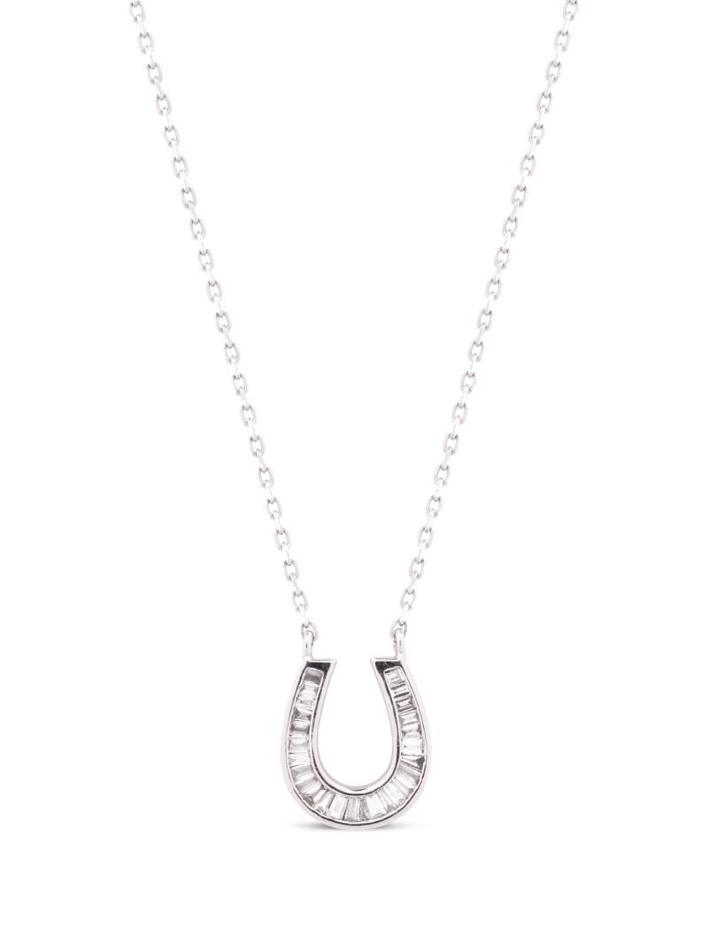 18k White Gold Lucky Horse Shoe Diamond Necklace