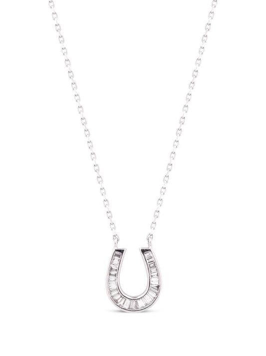 18k White Gold Lucky Horse Shoe Diamond Necklace