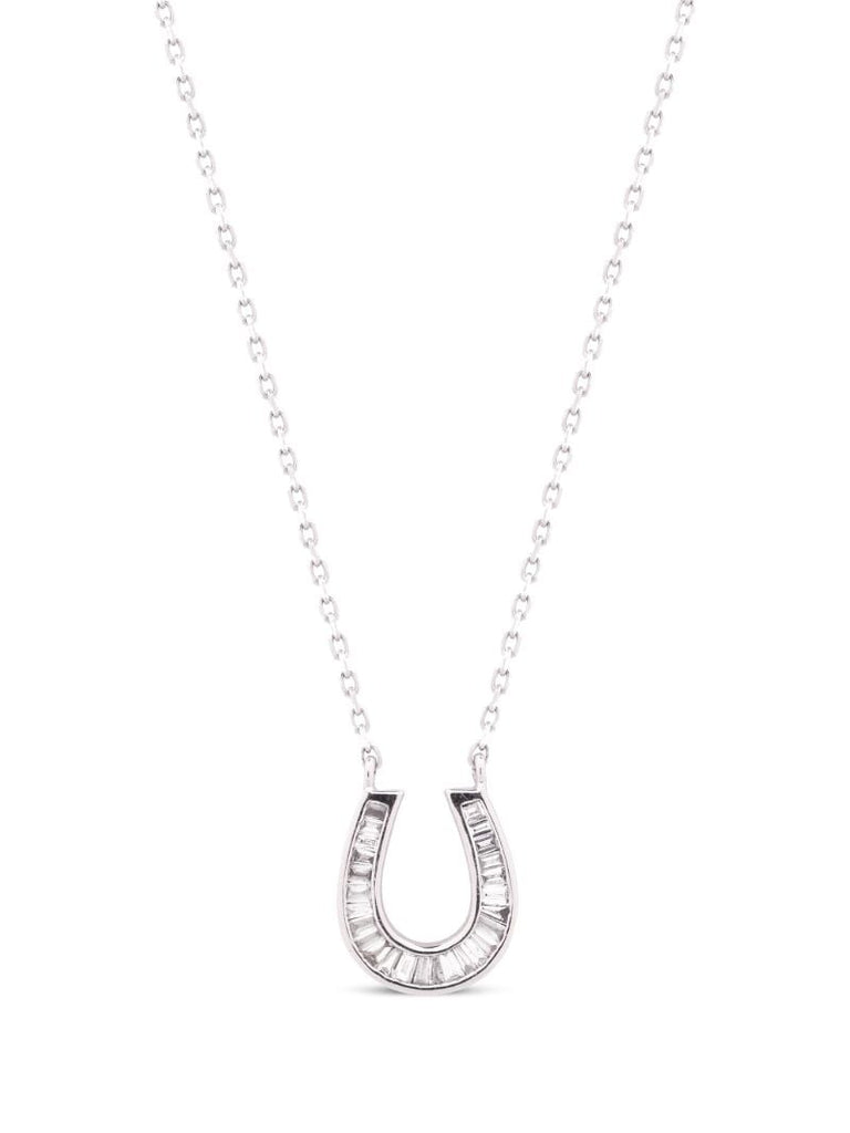 18k White Gold Lucky Horse Shoe Diamond Necklace