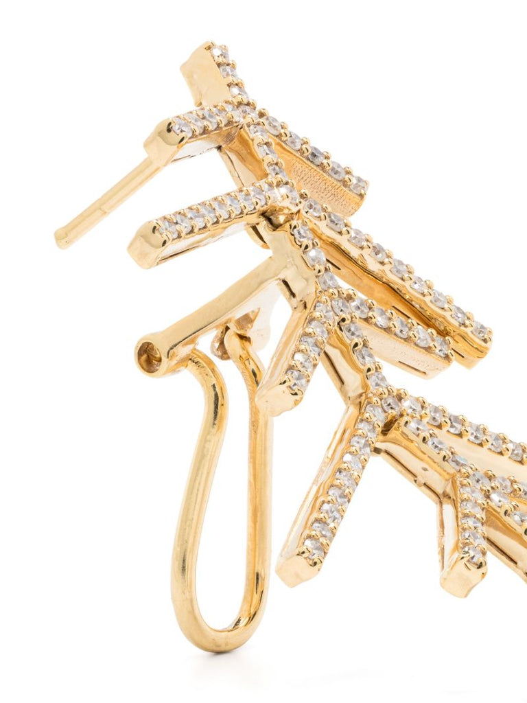 14k Yellow Gold Wishbone Diamond Earrings