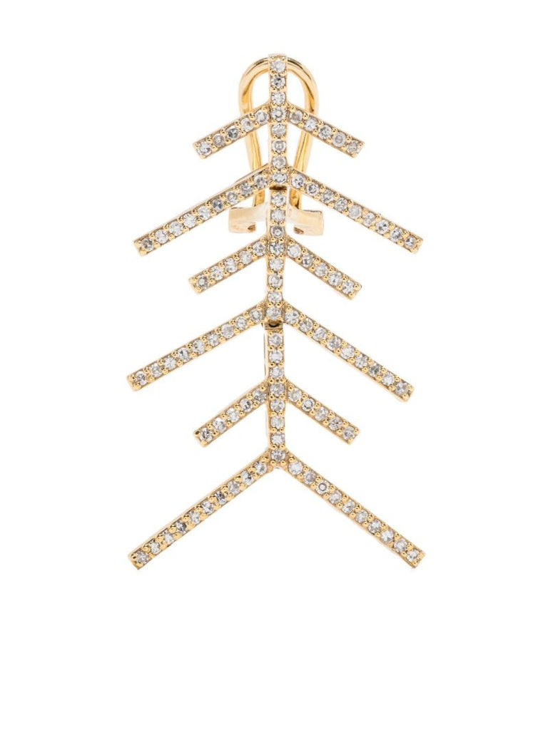 14k Yellow Gold Wishbone Diamond Earrings