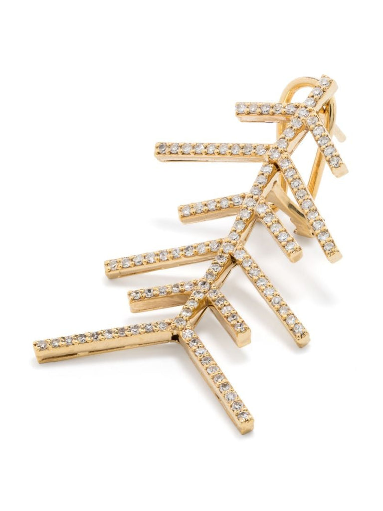 14k Yellow Gold Wishbone Diamond Earrings