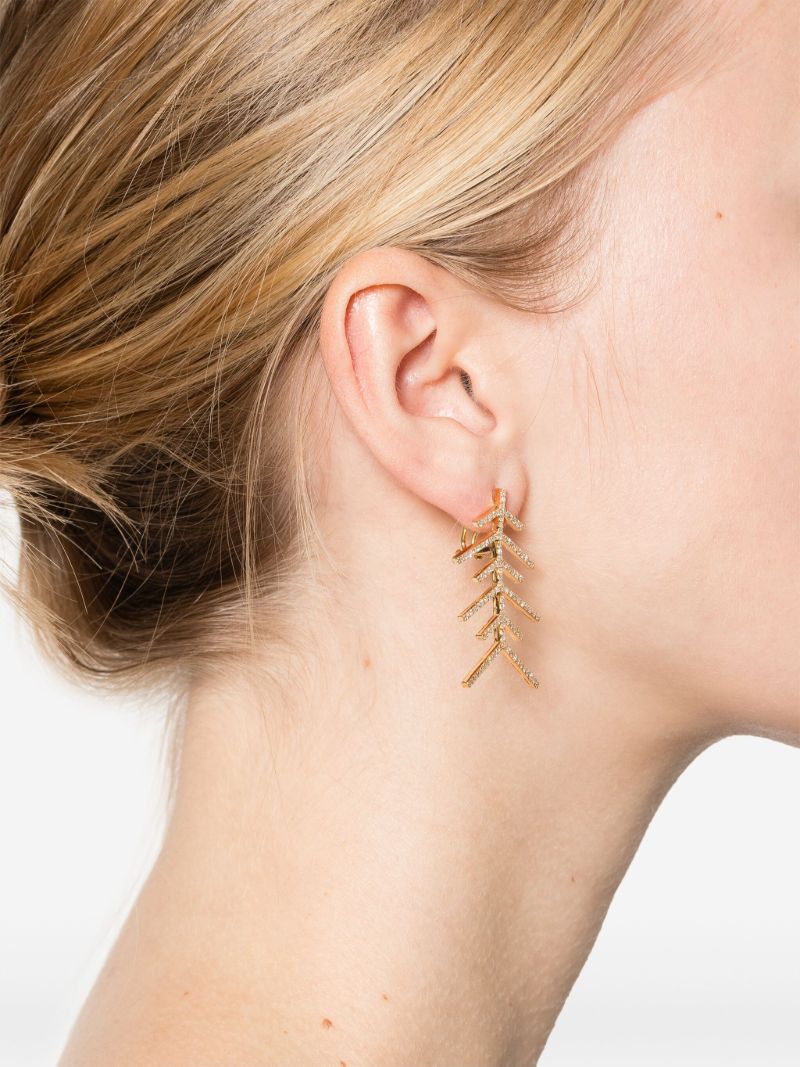 14k Yellow Gold Wishbone Diamond Earrings