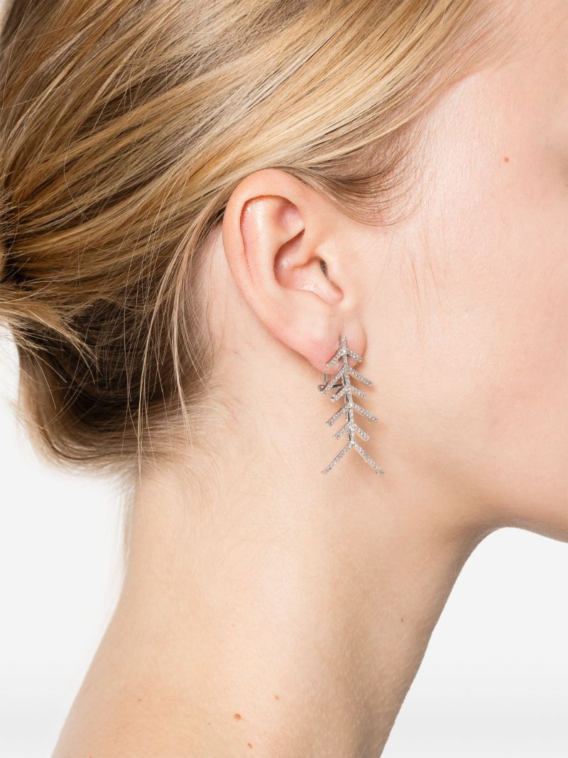 14k White Gold Wishbone Diamond Earrings
