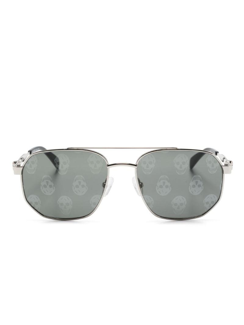 Silver-tone Floating Skull Pilot-frame Sunglasses