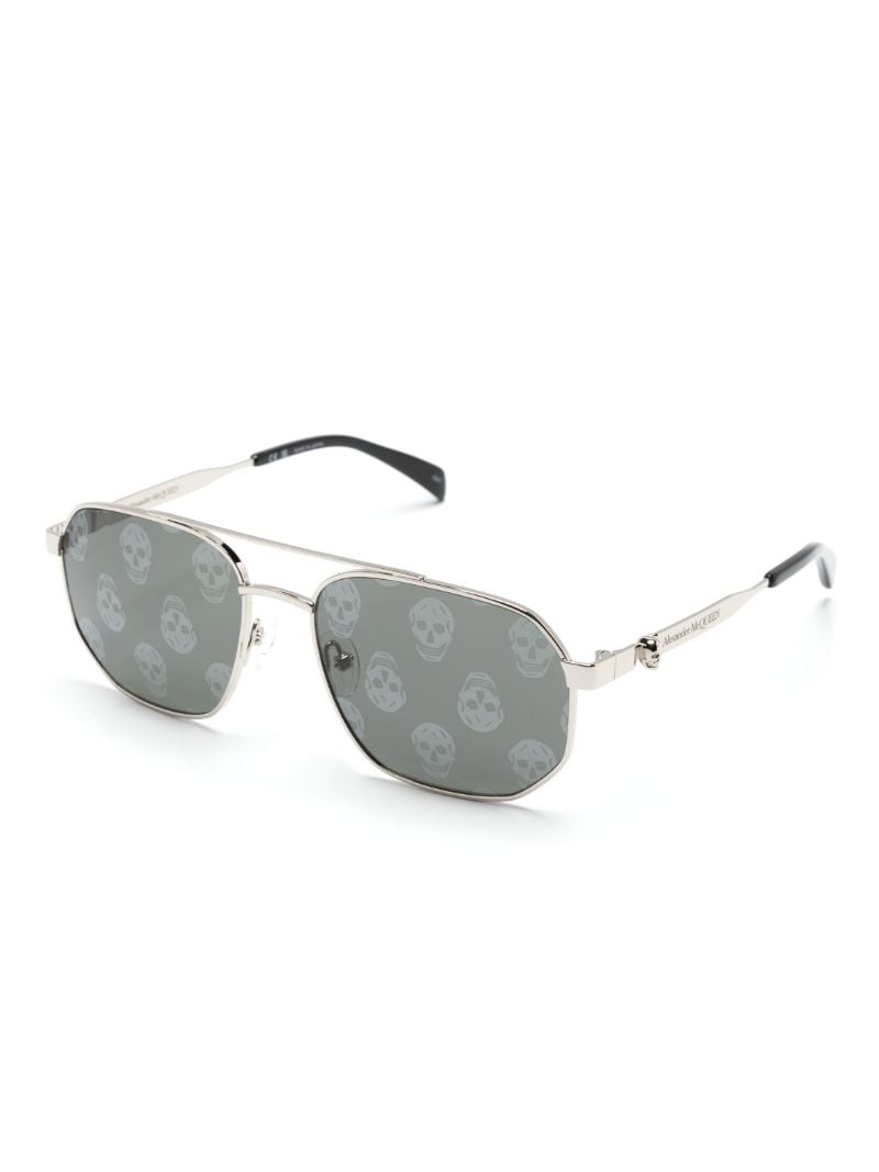 Silver-tone Floating Skull Pilot-frame Sunglasses