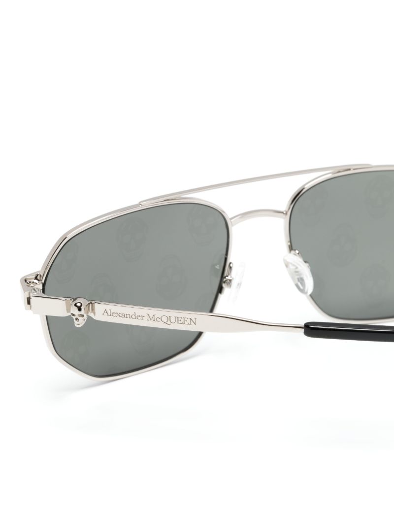 Silver-tone Floating Skull Pilot-frame Sunglasses