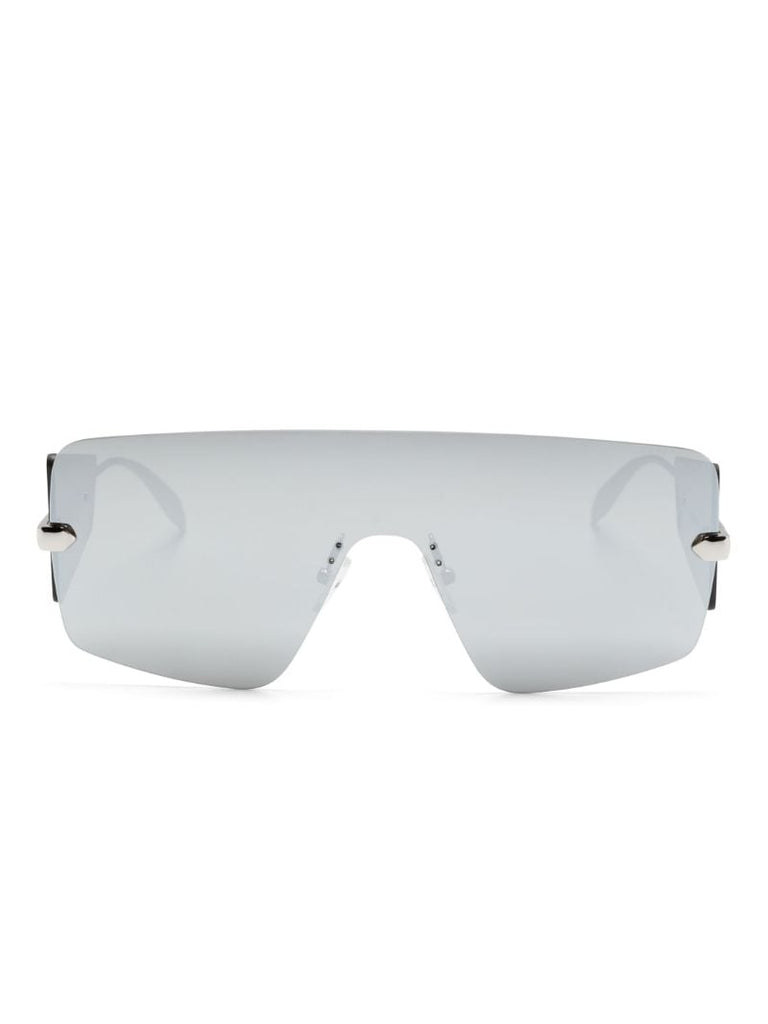 Silver-tone Shield-frame Sunglasses