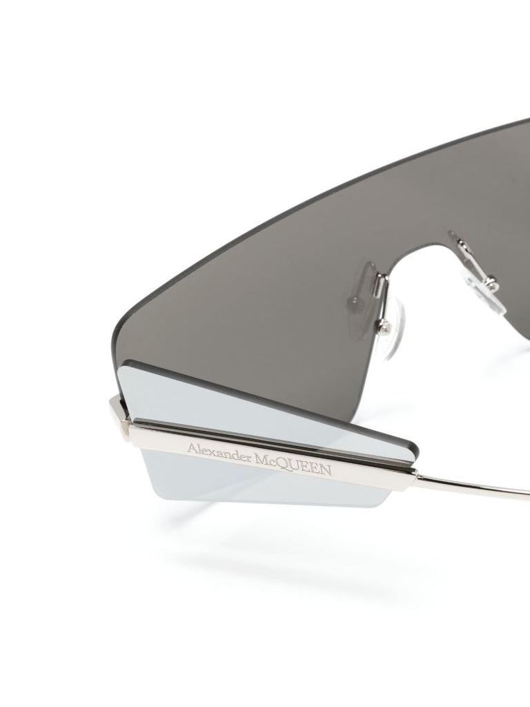 Silver-tone Shield-frame Sunglasses