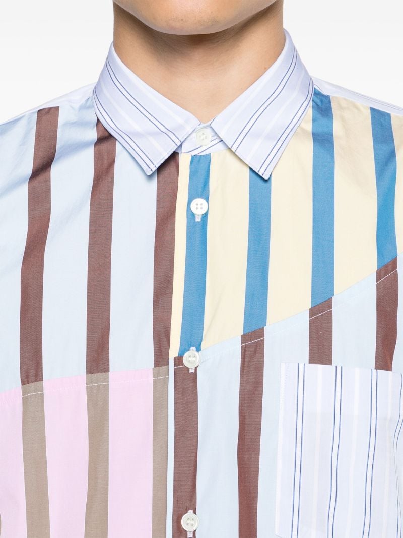 Blue Striped Panelled Cotton Shirt