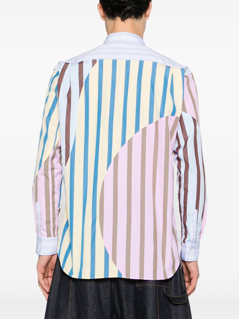 Blue Striped Panelled Cotton Shirt