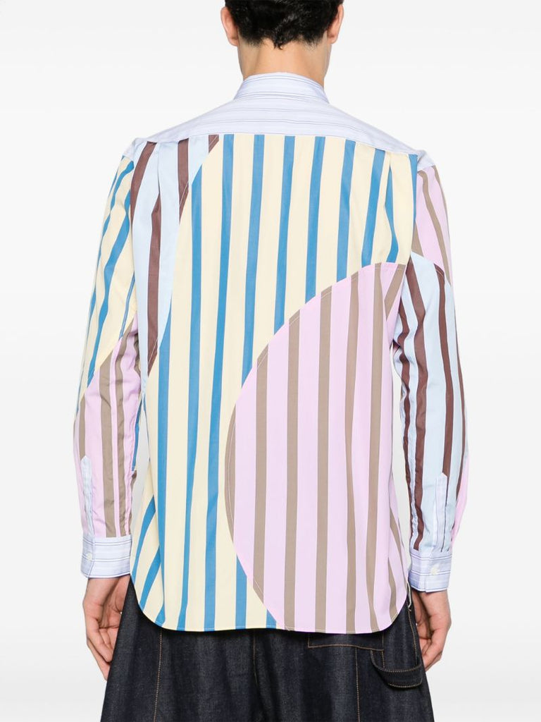 Blue Striped Panelled Cotton Shirt