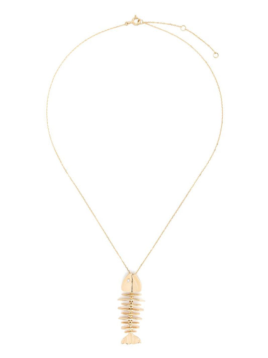 18k Yellow Gold Wishbone Diamond Necklace