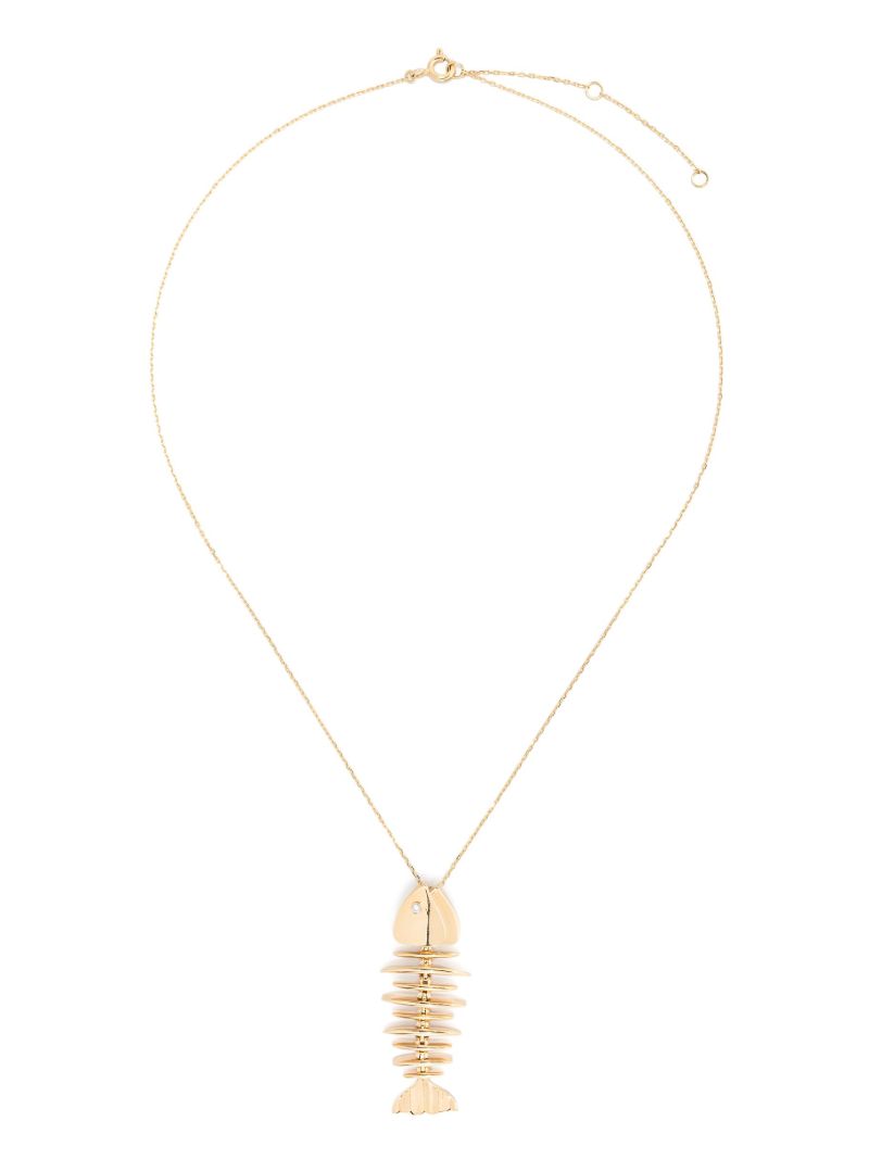 18k Yellow Gold Wishbone Diamond Necklace