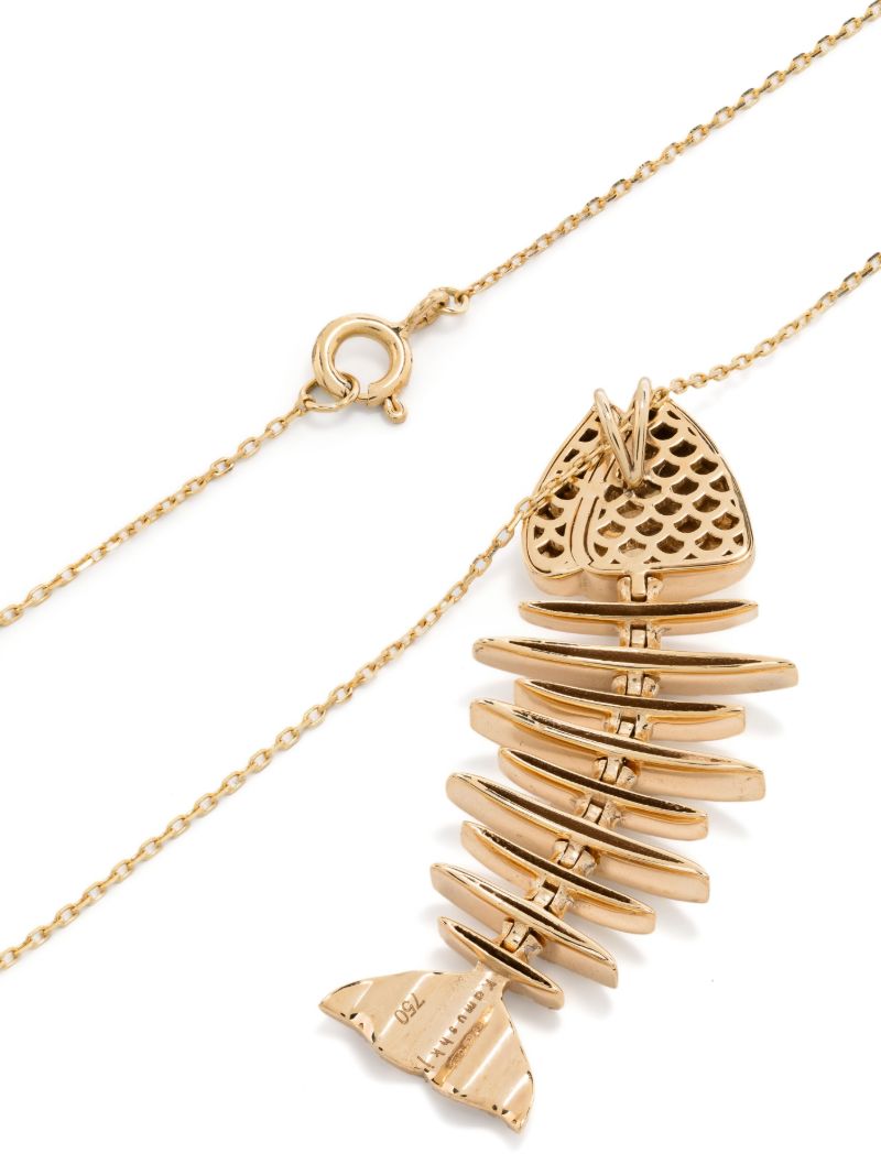 18k Yellow Gold Wishbone Diamond Necklace
