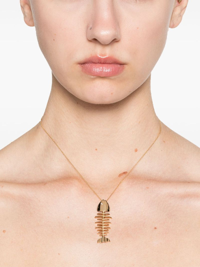18k Yellow Gold Wishbone Diamond Necklace