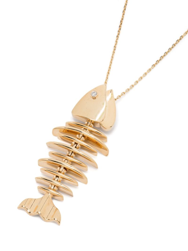 18k Yellow Gold Wishbone Diamond Necklace