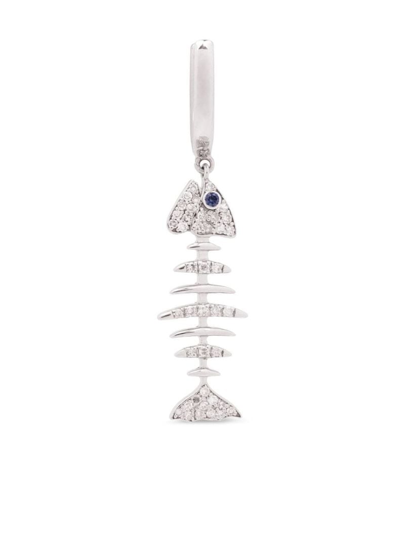 18k White Gold Wishbone Sapphire and Diamond Earring