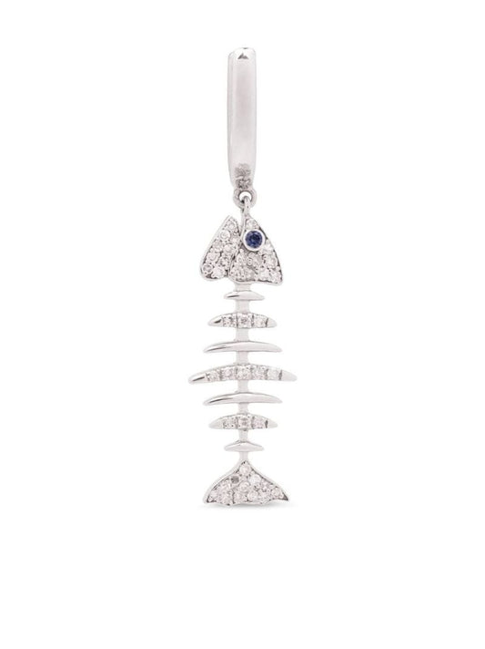 18k White Gold Wishbone Sapphire and Diamond Earring