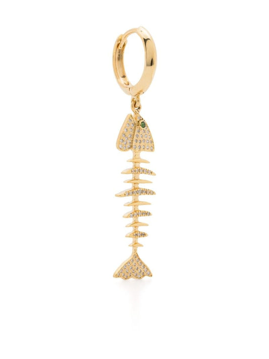 18k Yellow Gold Wishbone Sapphire and Diamond Earring