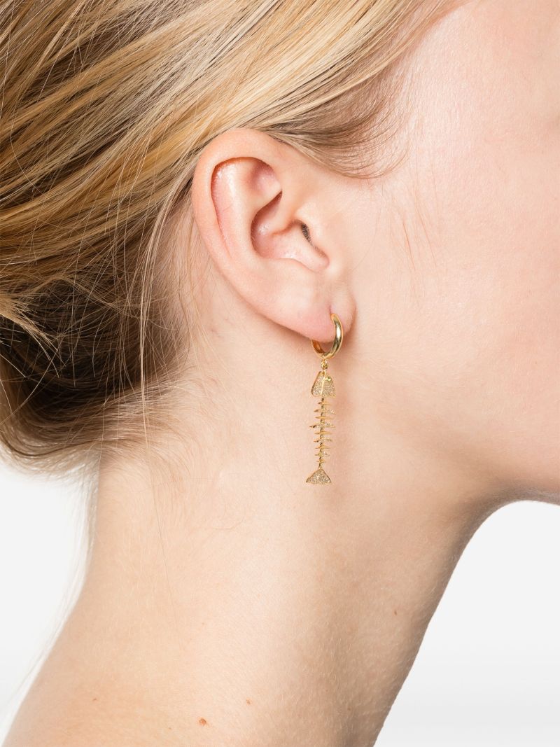18k Yellow Gold Wishbone Sapphire and Diamond Earring