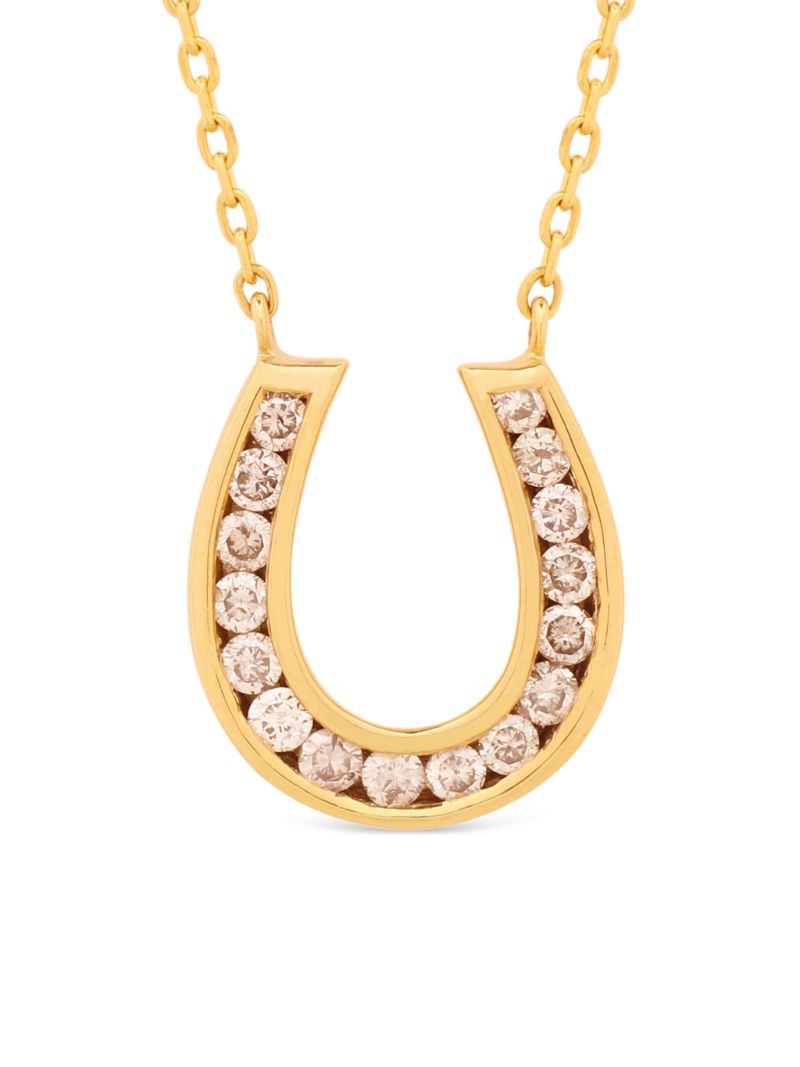 18k Yellow Gold Lucky Horse Shoe Diamond Necklace