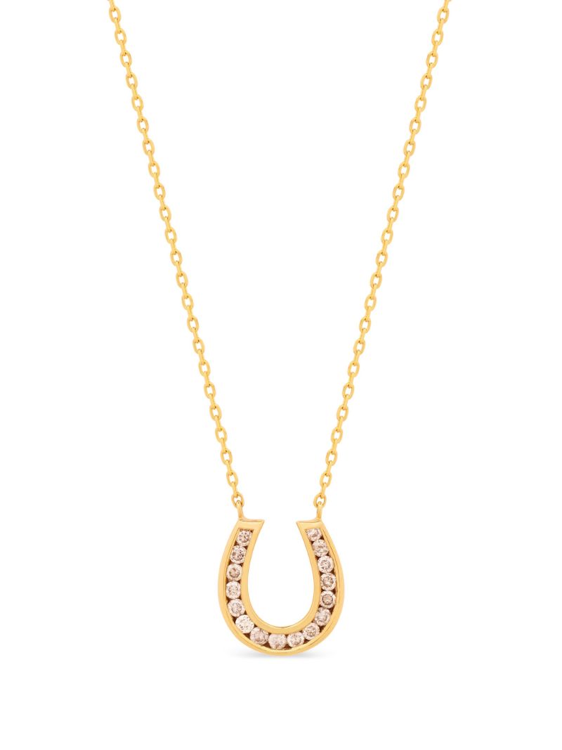 18k Yellow Gold Lucky Horse Shoe Diamond Necklace