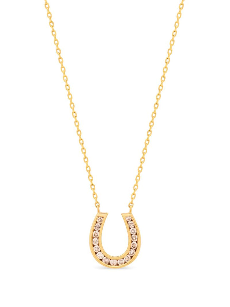 18k Yellow Gold Lucky Horse Shoe Diamond Necklace