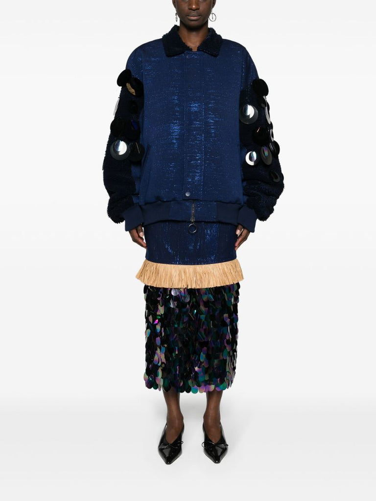 Blue Stella Kente Bomber Jacket