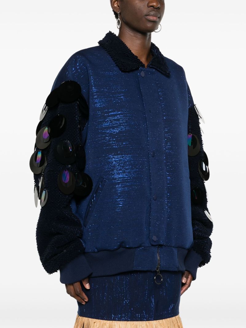 Blue Stella Kente Bomber Jacket