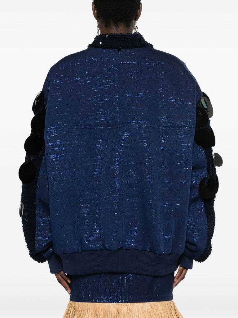 Blue Stella Kente Bomber Jacket