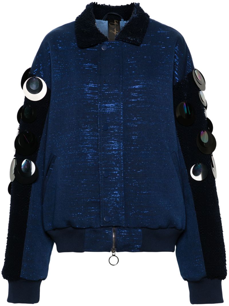 Blue Stella Kente Bomber Jacket