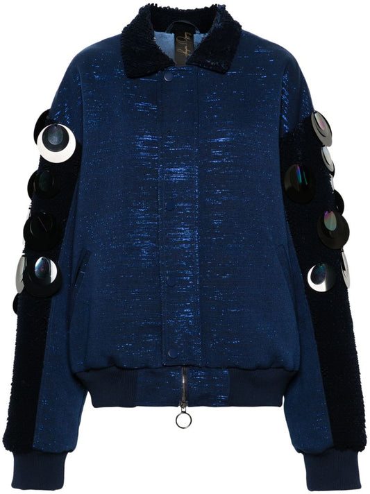 Blue Stella Kente Bomber Jacket