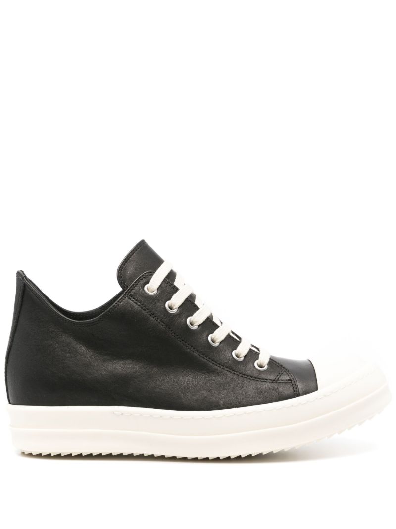 Black Leather Lace-up Sneakers