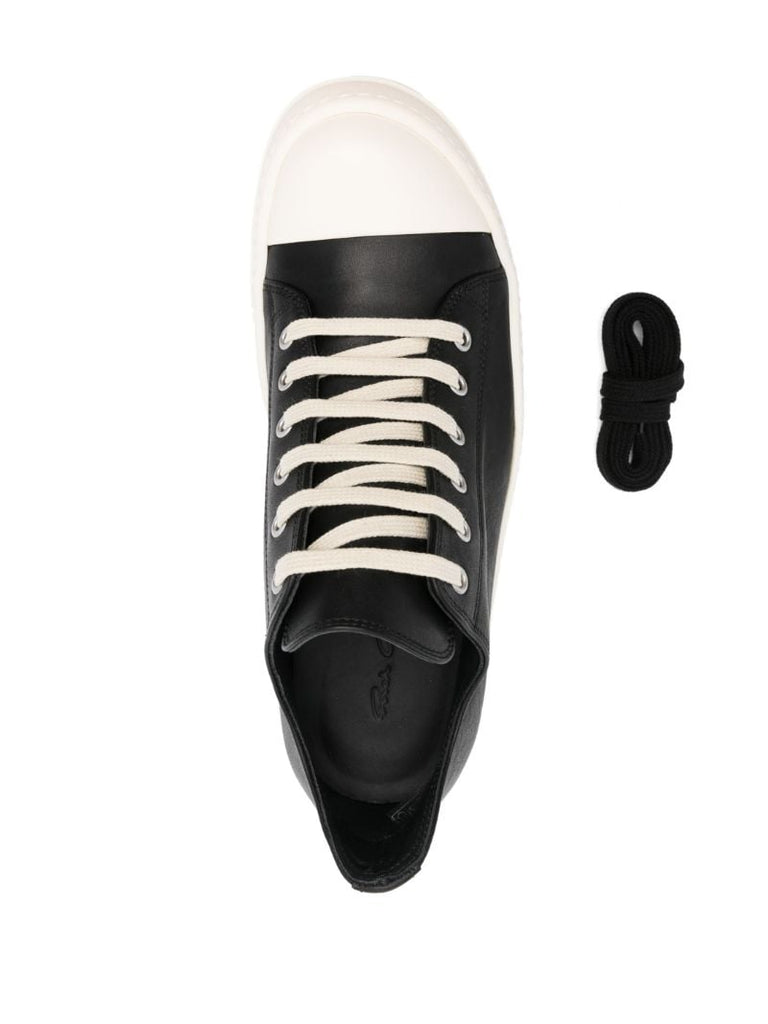 Black Leather Lace-up Sneakers