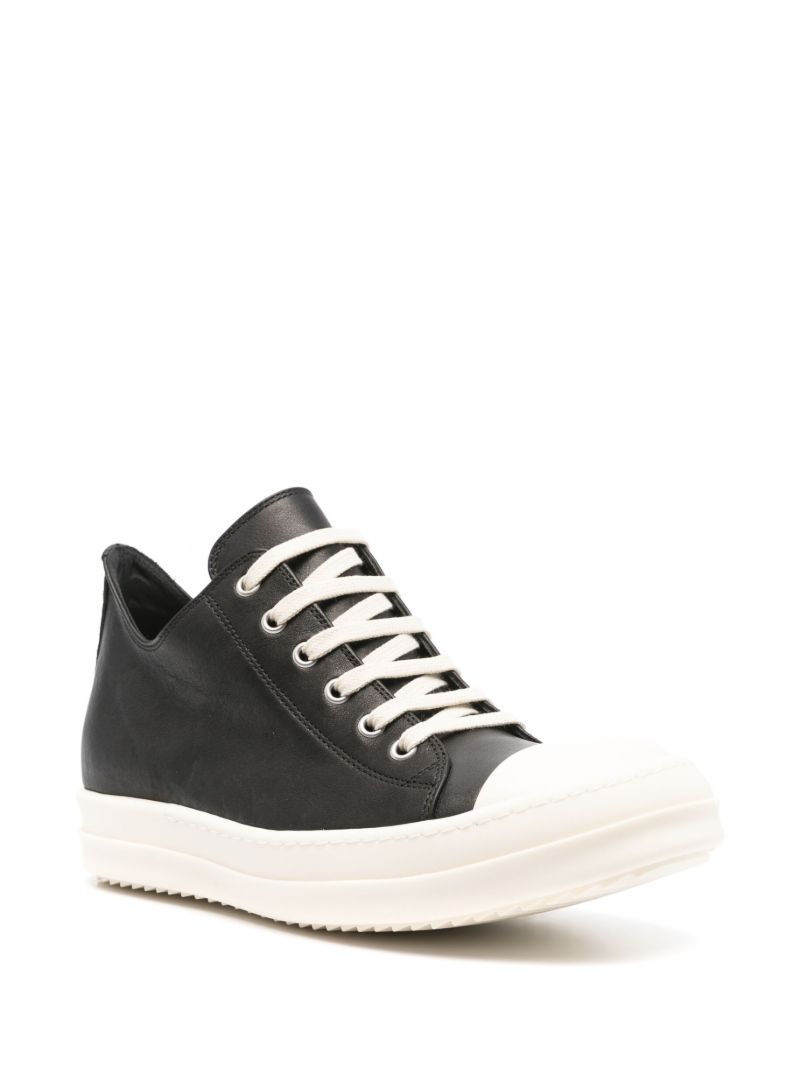 Black Leather Lace-up Sneakers
