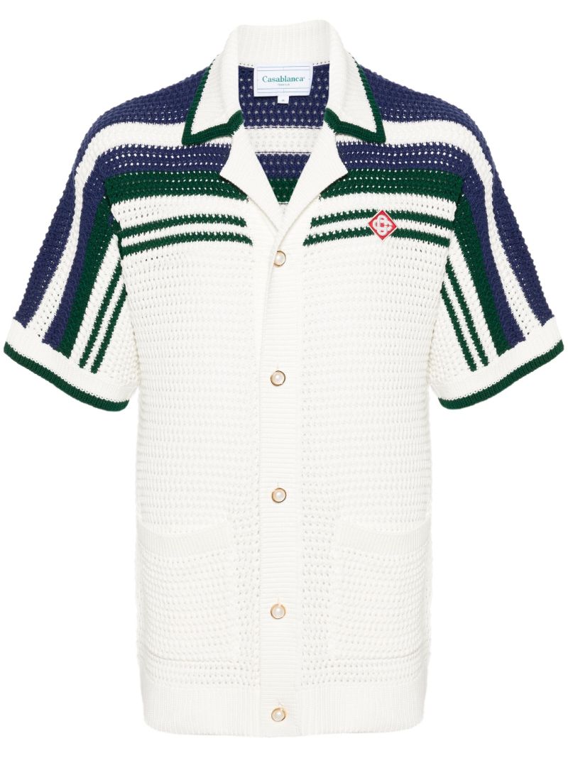 White Striped Crochet Shirt