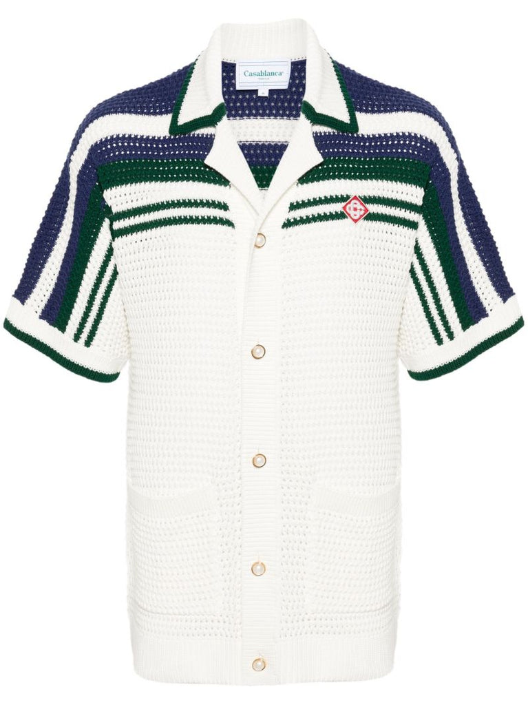 White Striped Crochet Shirt