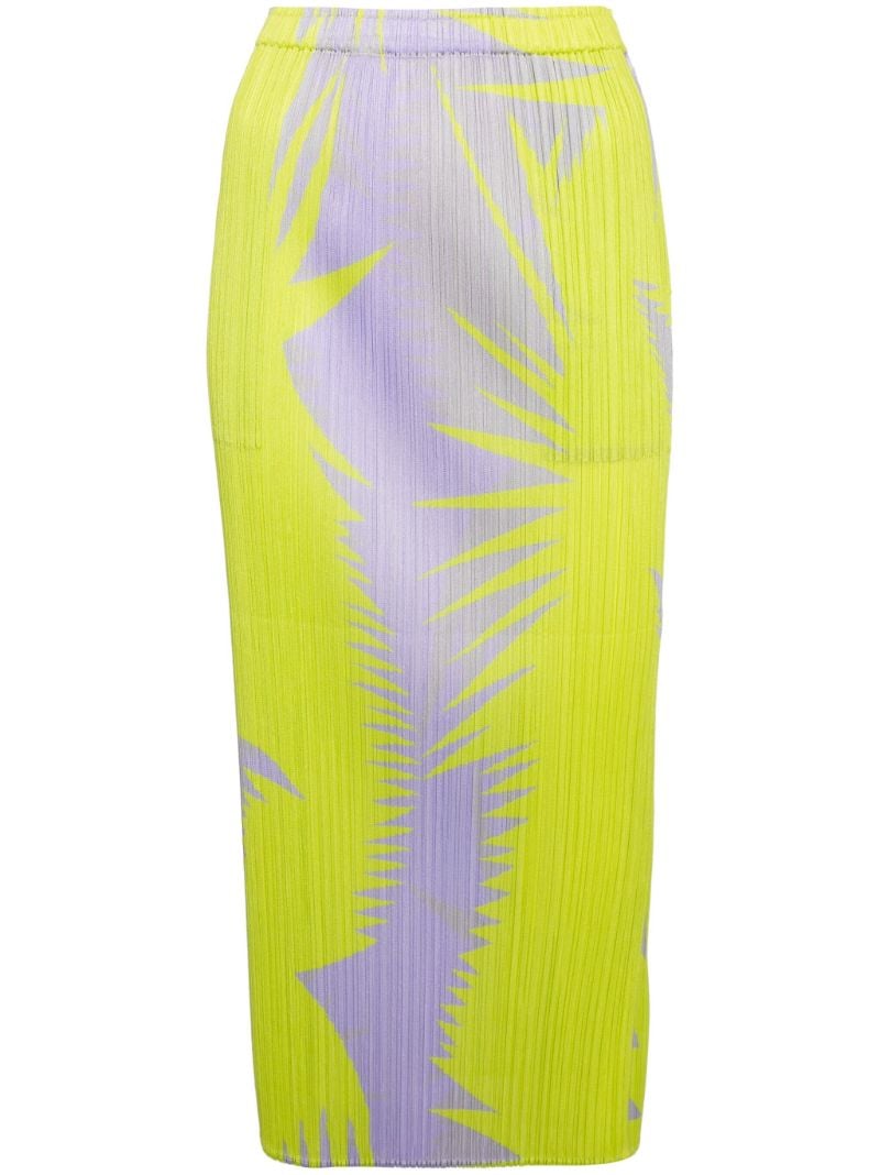 Lime Printed PlissÃ_x0083_Â© Effect Skirt