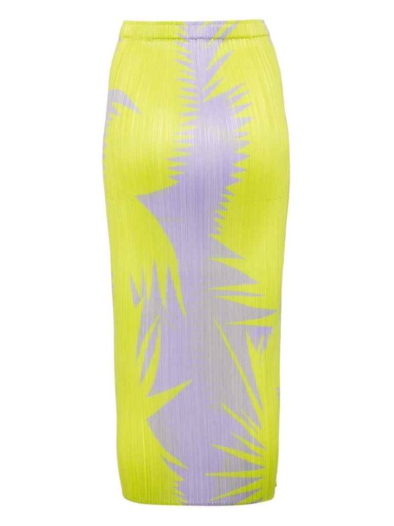 Lime Printed PlissÃ_x0083_Â© Effect Skirt