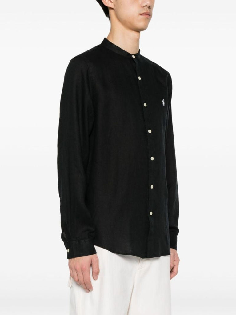 Black Polo Pony Linen Shirt